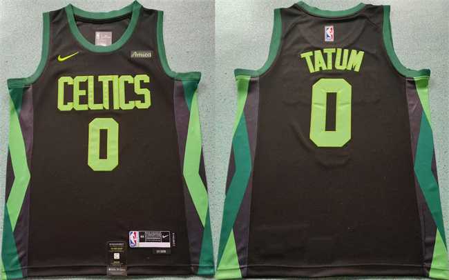 Men%27s Boston Celtics #0 Jayson Tatum Black 2024-25 City Edition Statement Edition Stitched Basketball Jersey